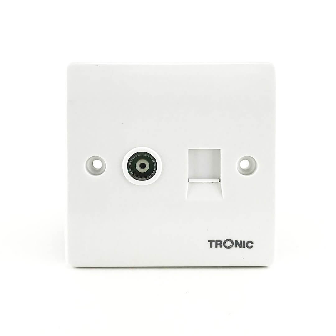 1 Gang TV Socket and 1 Data Socket White
