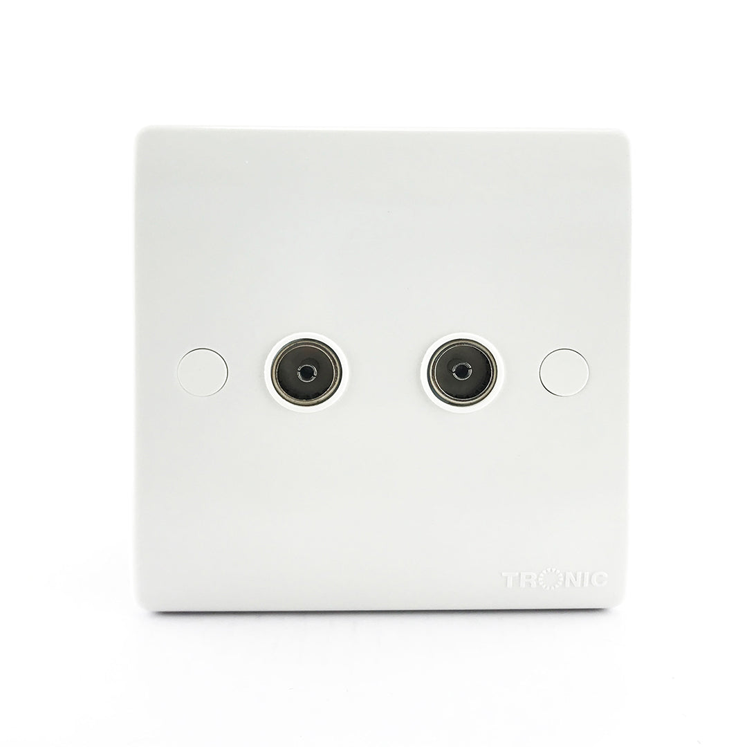 2 Gang Tv Socket White 1