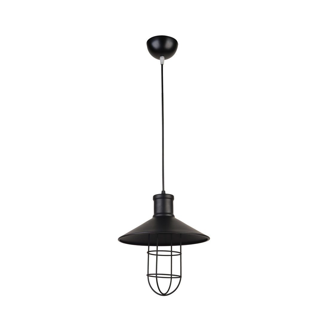 Black Vintage Pendant Light With Black Wire Cage 2