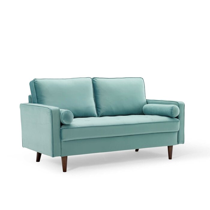 Love Seat Velvet Square Arm Loveseat Mint