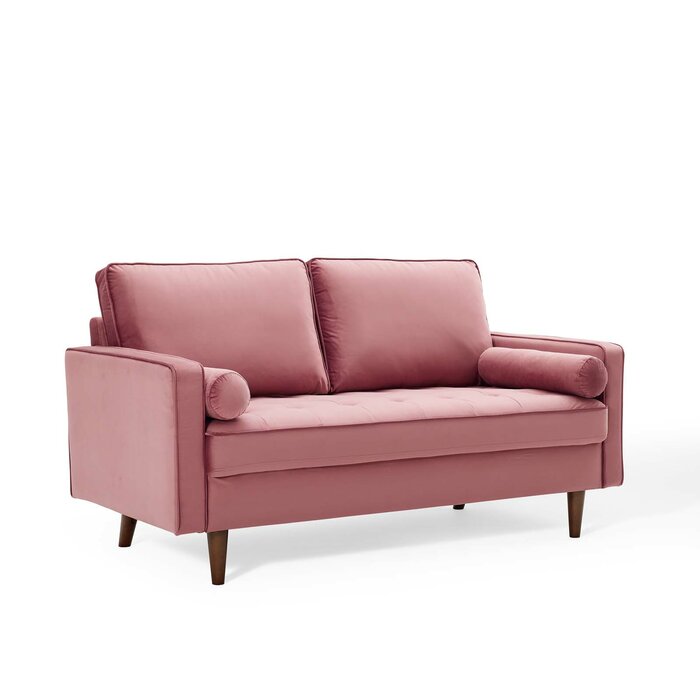 Love Seat Velvet Square Arm Loveseat pink