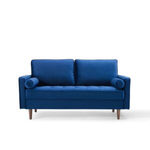 Love Seats – Love Seats – Velvet-Square-Arm-Loveseat-Blue