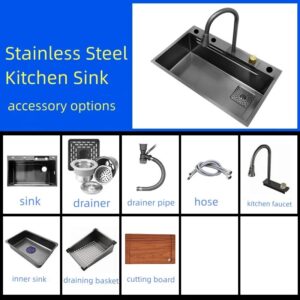 Stainless steel single bowl kitchen sink without washer