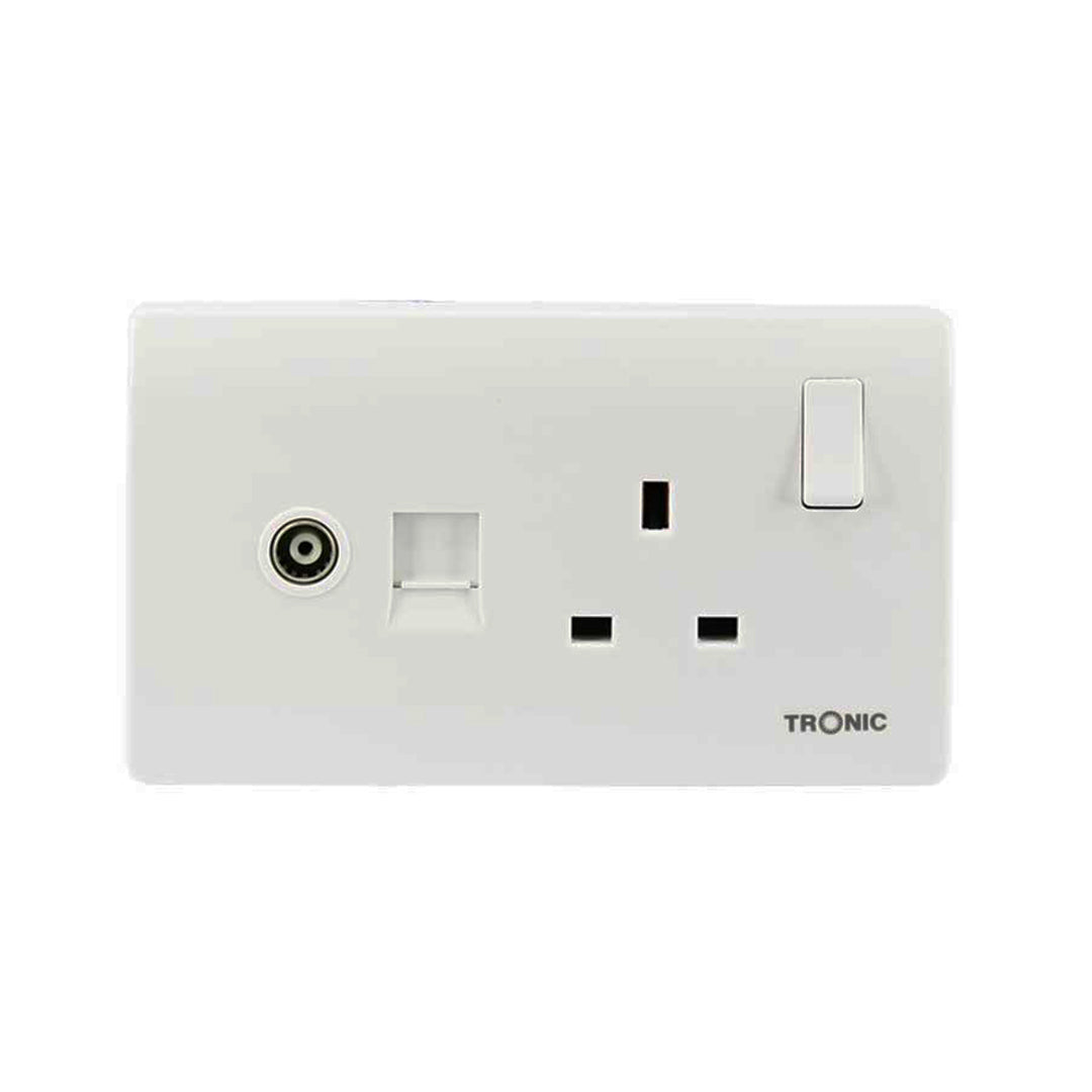 Tronic Single Socket With 1 Gang TV Socket and Data Socket