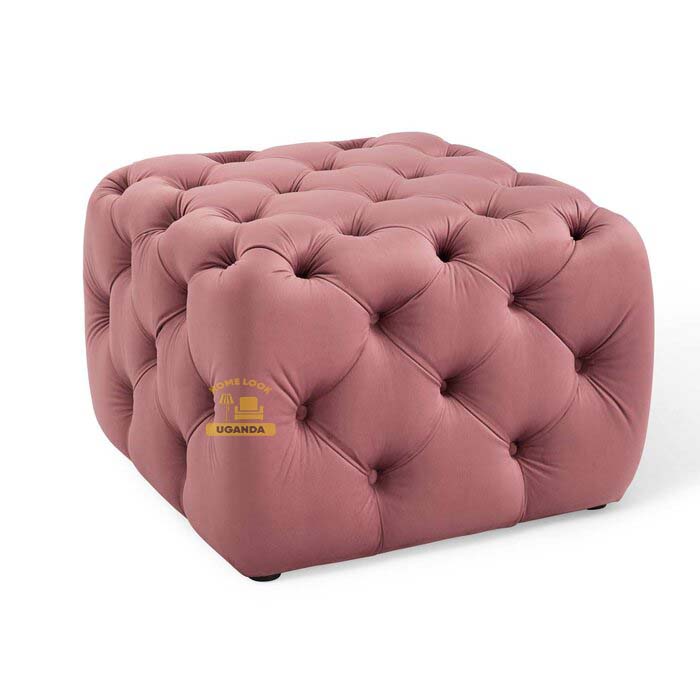 Tufted Pouf Ottoman dusty rose