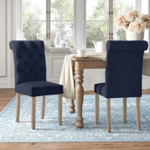 Roll Top Tufted Upholstered Dining Chairs