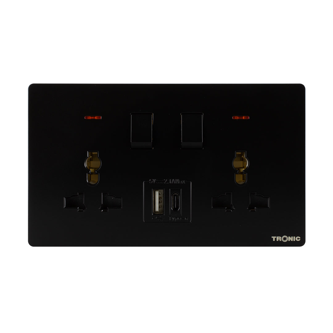 Universal Switch Socket Twin With Usb Type C 1